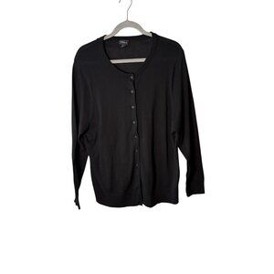Torrid Womens Black Button-Front Cardigan Sweater Size 1 Lightweight Long Sleeve